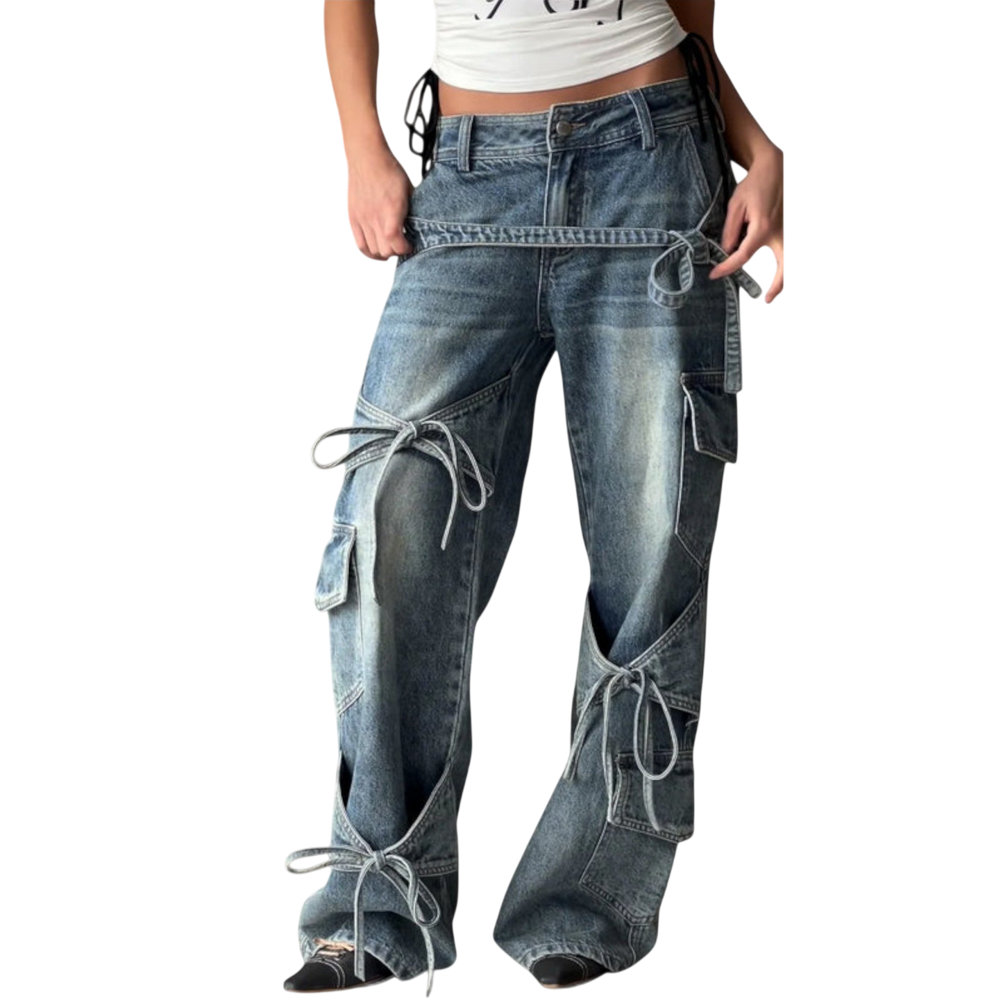 Stilværk™ | Jeans in Denim Utility con Dettaglio a Nodo