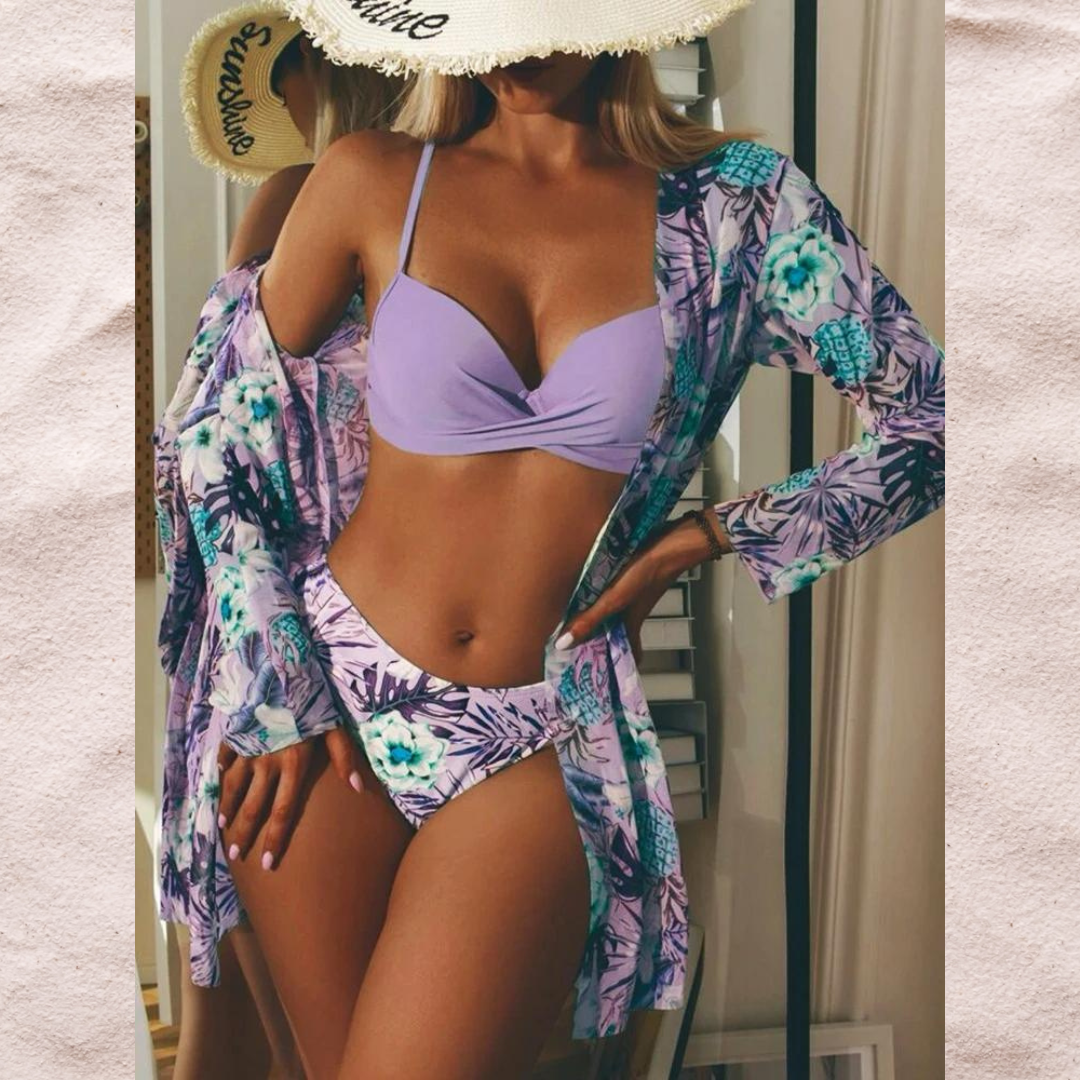 Stilværk™ | Ensemble de Bikini Tropical 3 Pièces avec Kimono