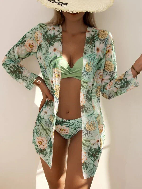 Stilværk™ | Ensemble de Bikini Tropical 3 Pièces avec Kimono