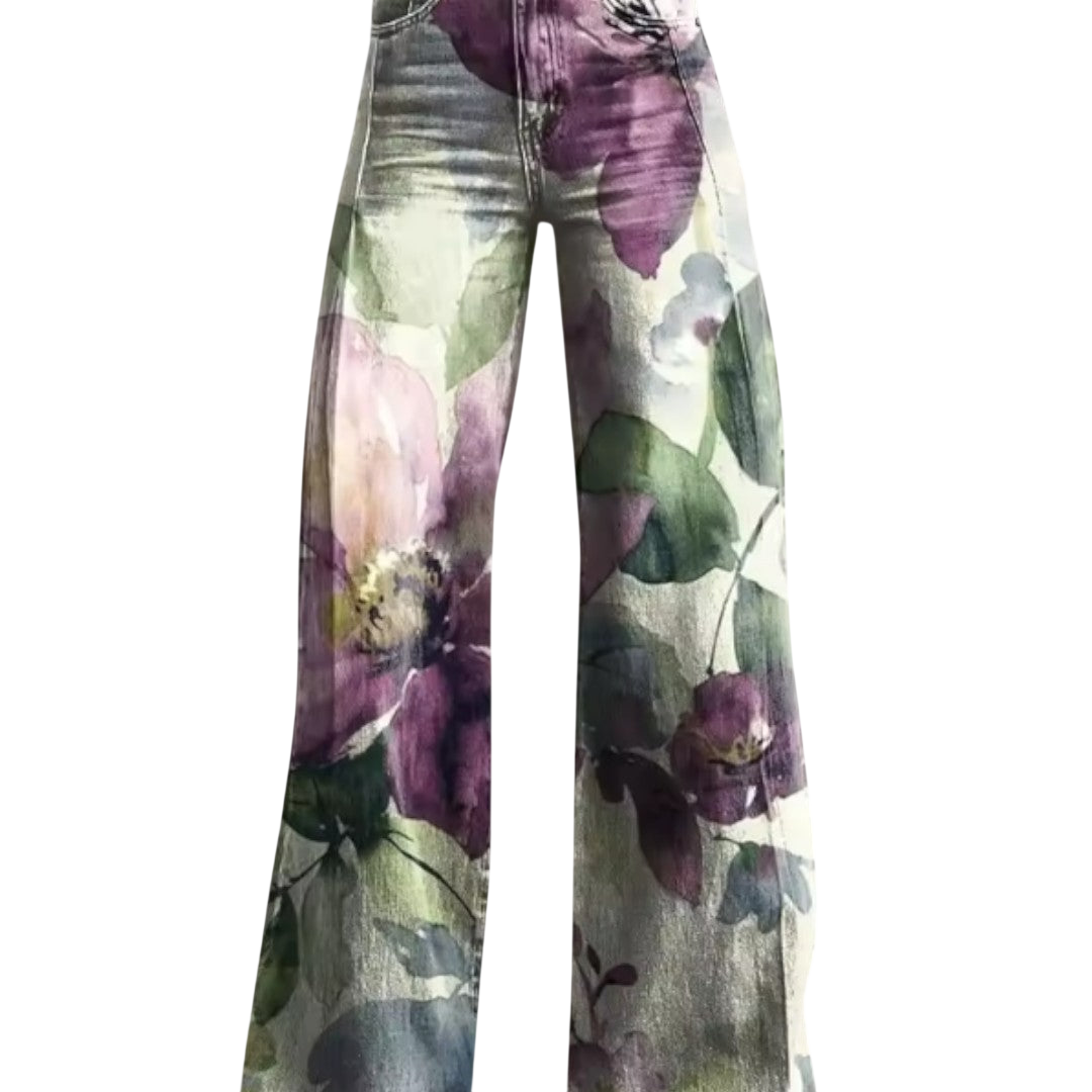 Stilværk™ | Jeans a gamba larga con impressione floreale