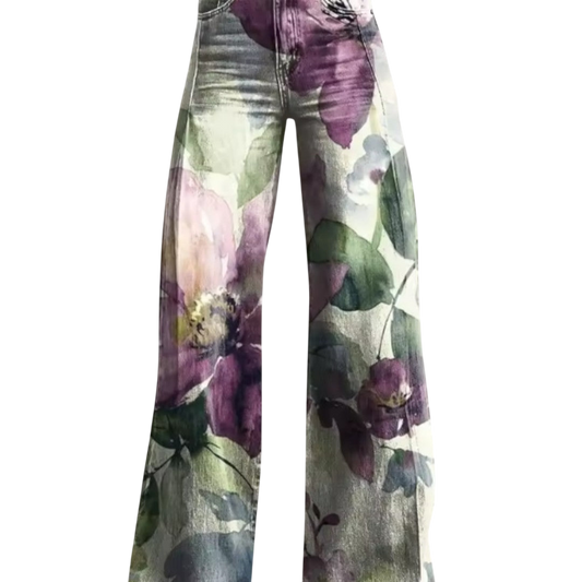 Stilværk™ | Jeans a gamba larga con impressione floreale