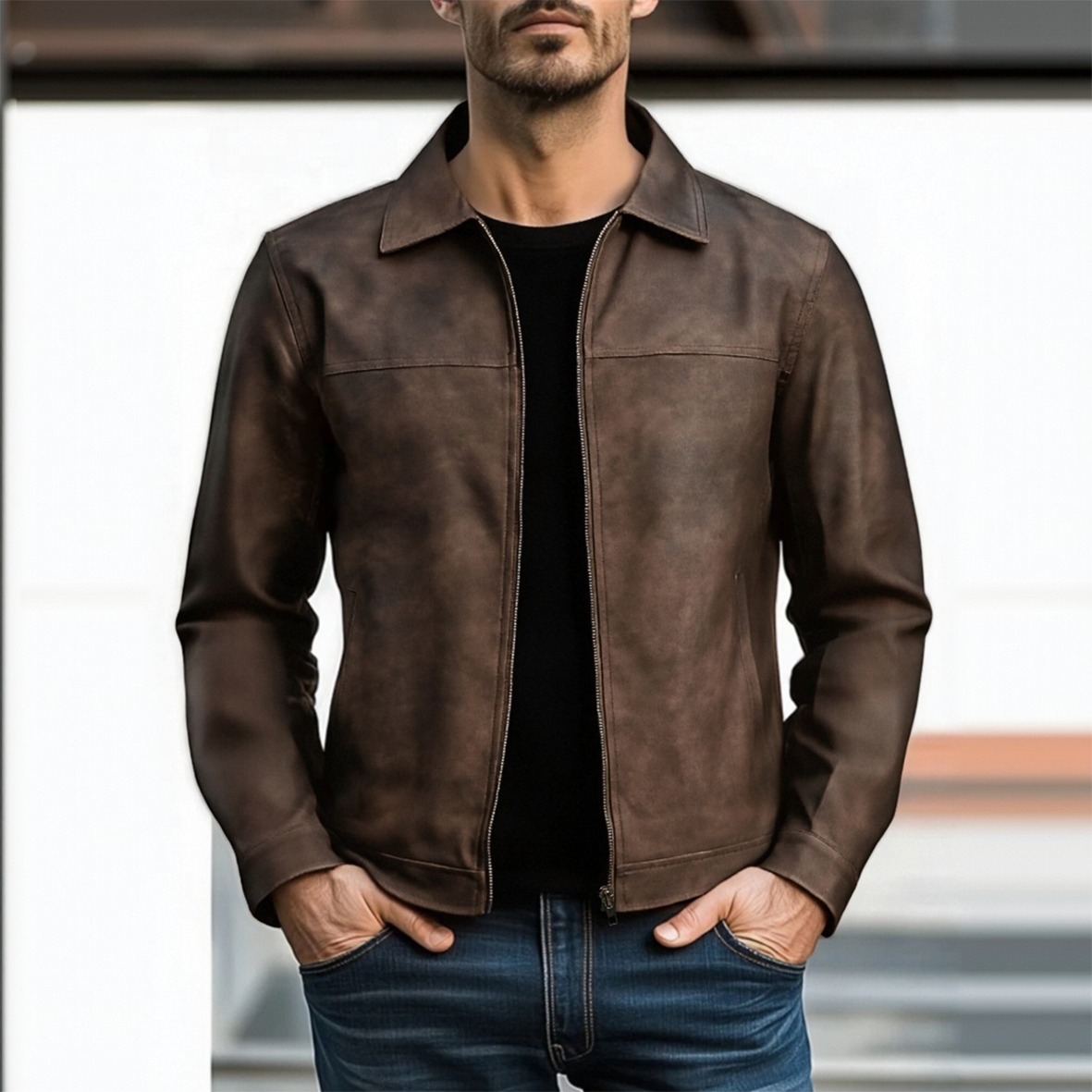 Stilværk™ | Veste en Cuir à Fermeture Éclair Classique