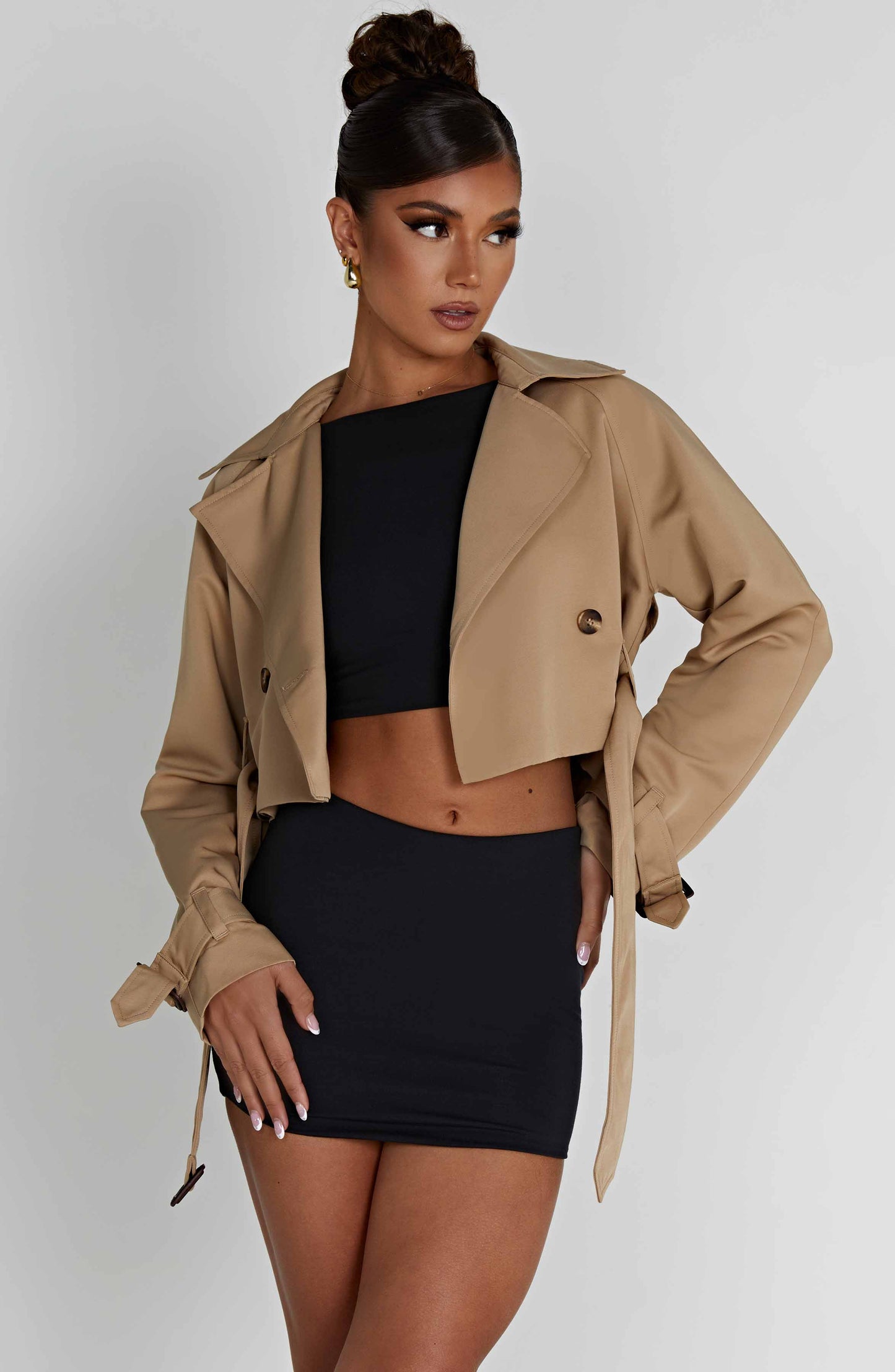 Topfitters™ | Caprice Cropped Trenchcoat - Beige