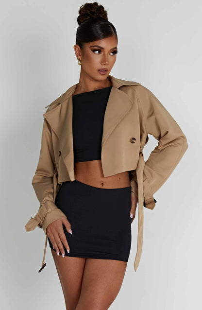 Topfitters™ | Caprice Cropped Trenchcoat - Beige