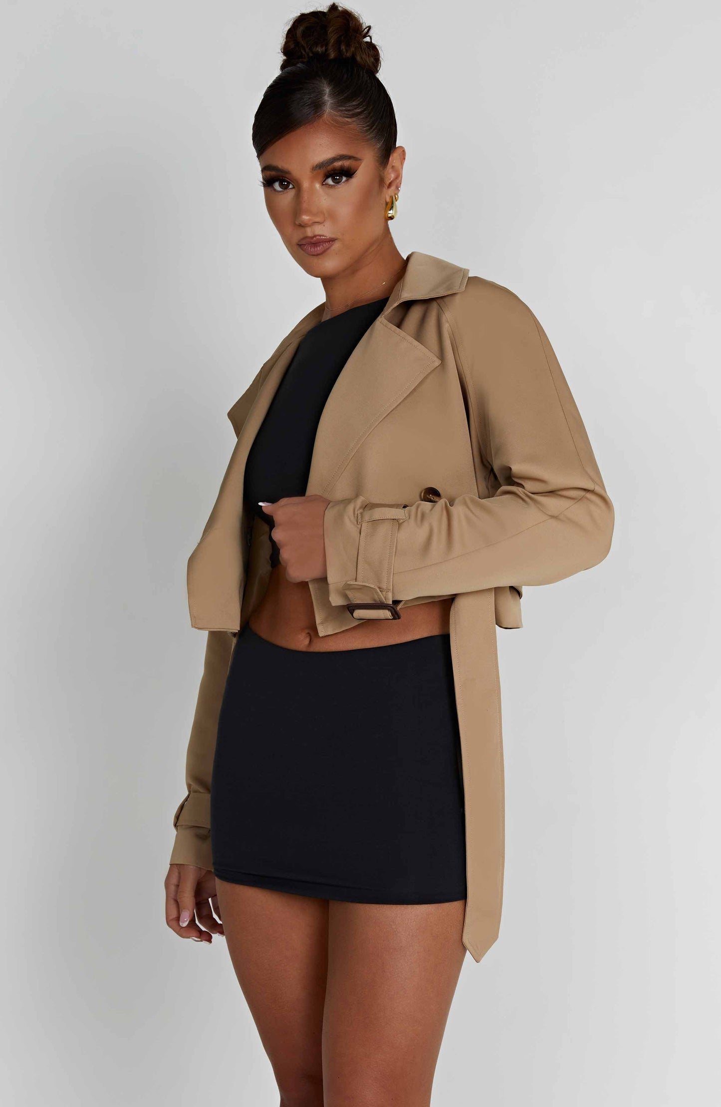 Topfitters™ | Caprice Cropped Trenchcoat - Beige