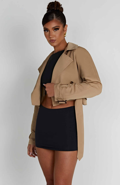 Topfitters™ | Caprice Cropped Trenchcoat - Beige