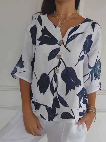 Stilværk™ | Blouse de printemps avec décolleté en V