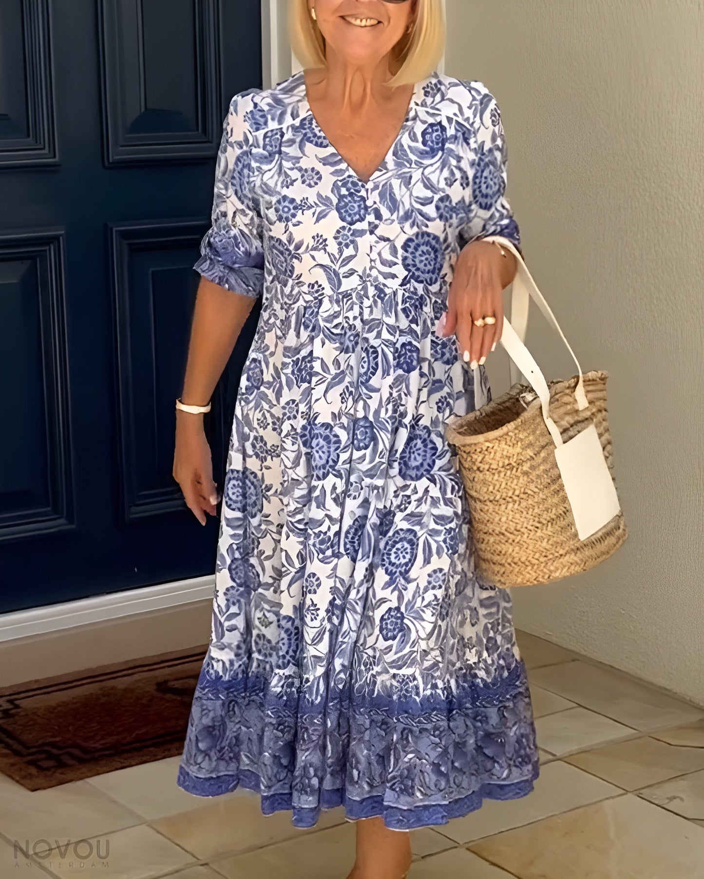 Stilværk™ | Robe Fleurie Élégante avec Décolleté en V