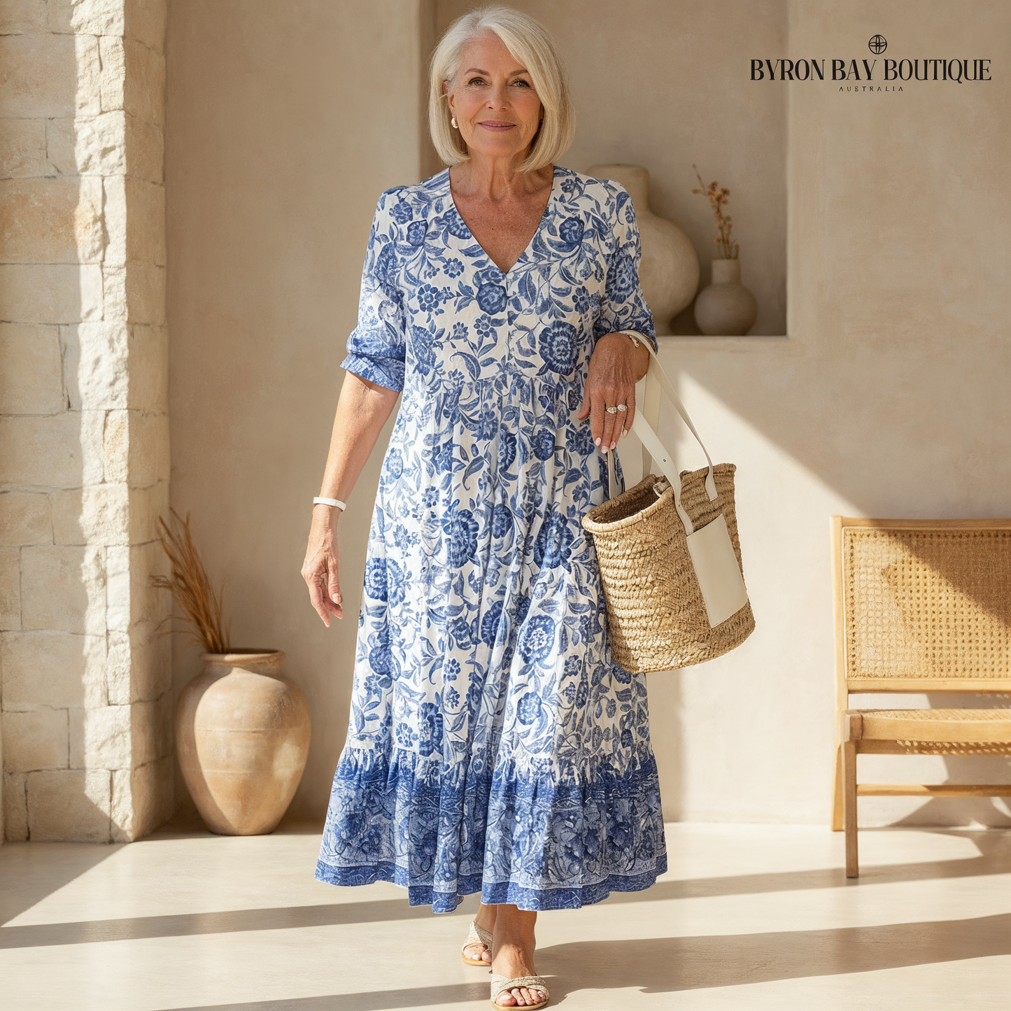 Stilværk™ | Robe Fleurie Élégante avec Décolleté en V