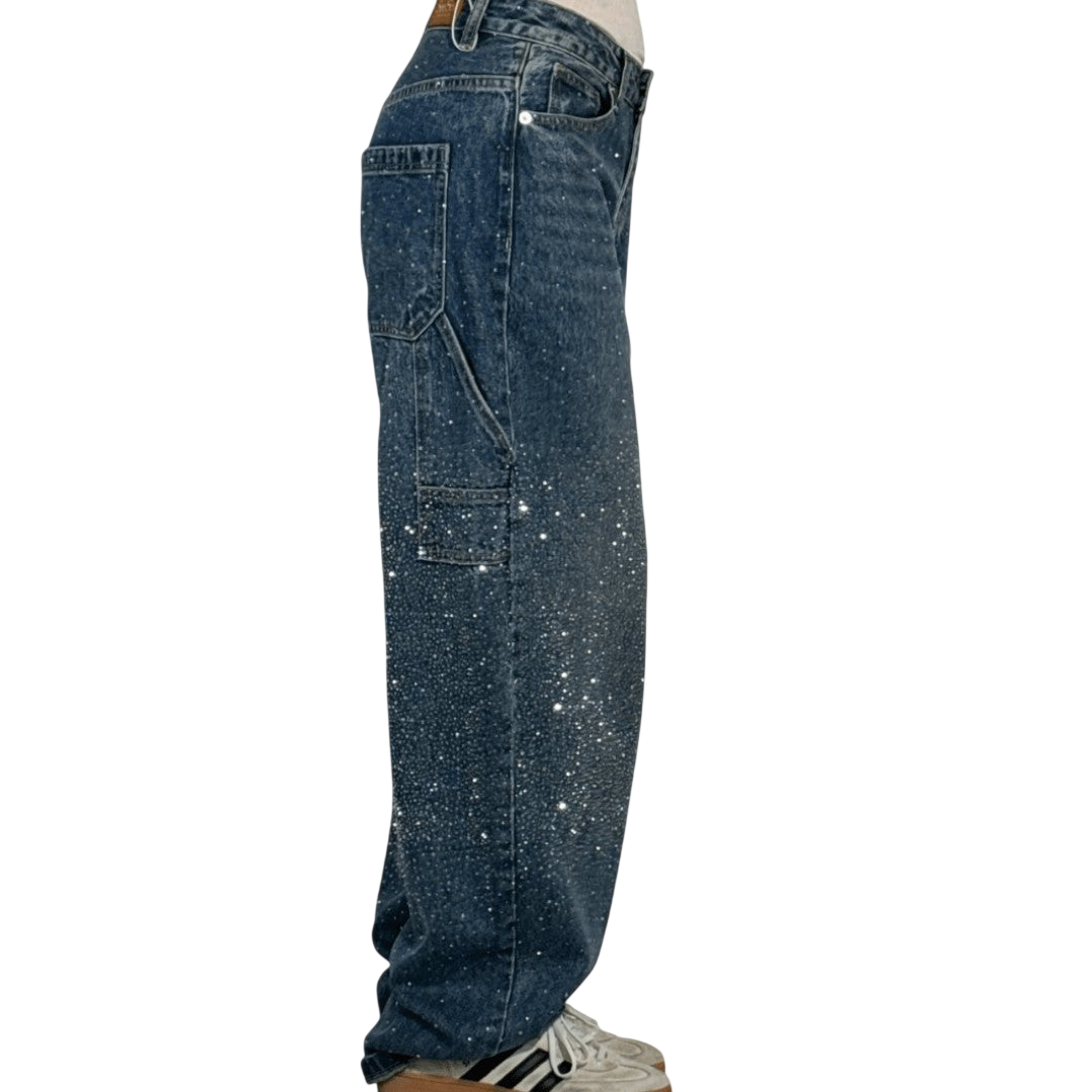 Stilværk™ | Jeans Carpenter a Palloncino alla Moda con Glitter