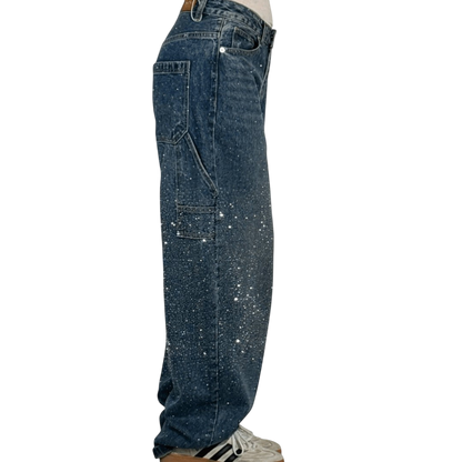 Stilværk™ | Jeans Carpenter a Palloncino alla Moda con Glitter